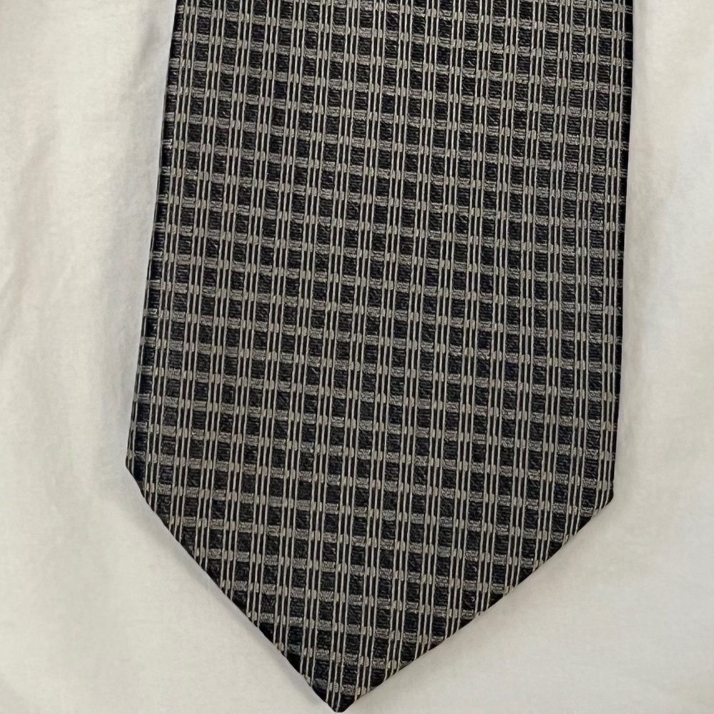 Hubert Silk Tie - Black and Tan Check Pattern